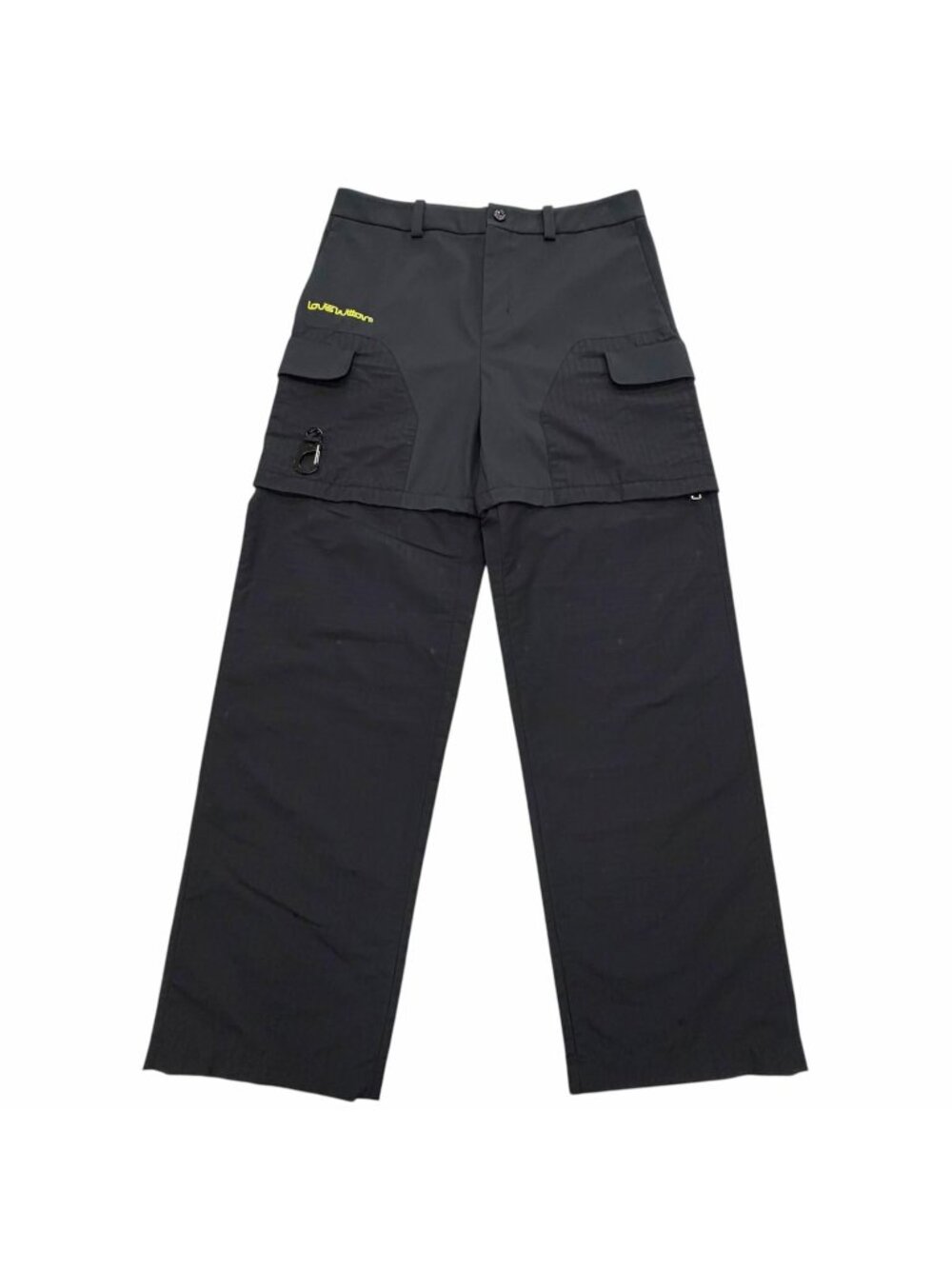 Louis Vuitton Nylon Cotton Logo Print LV Pattern 2-Way Pants Black IT 52
